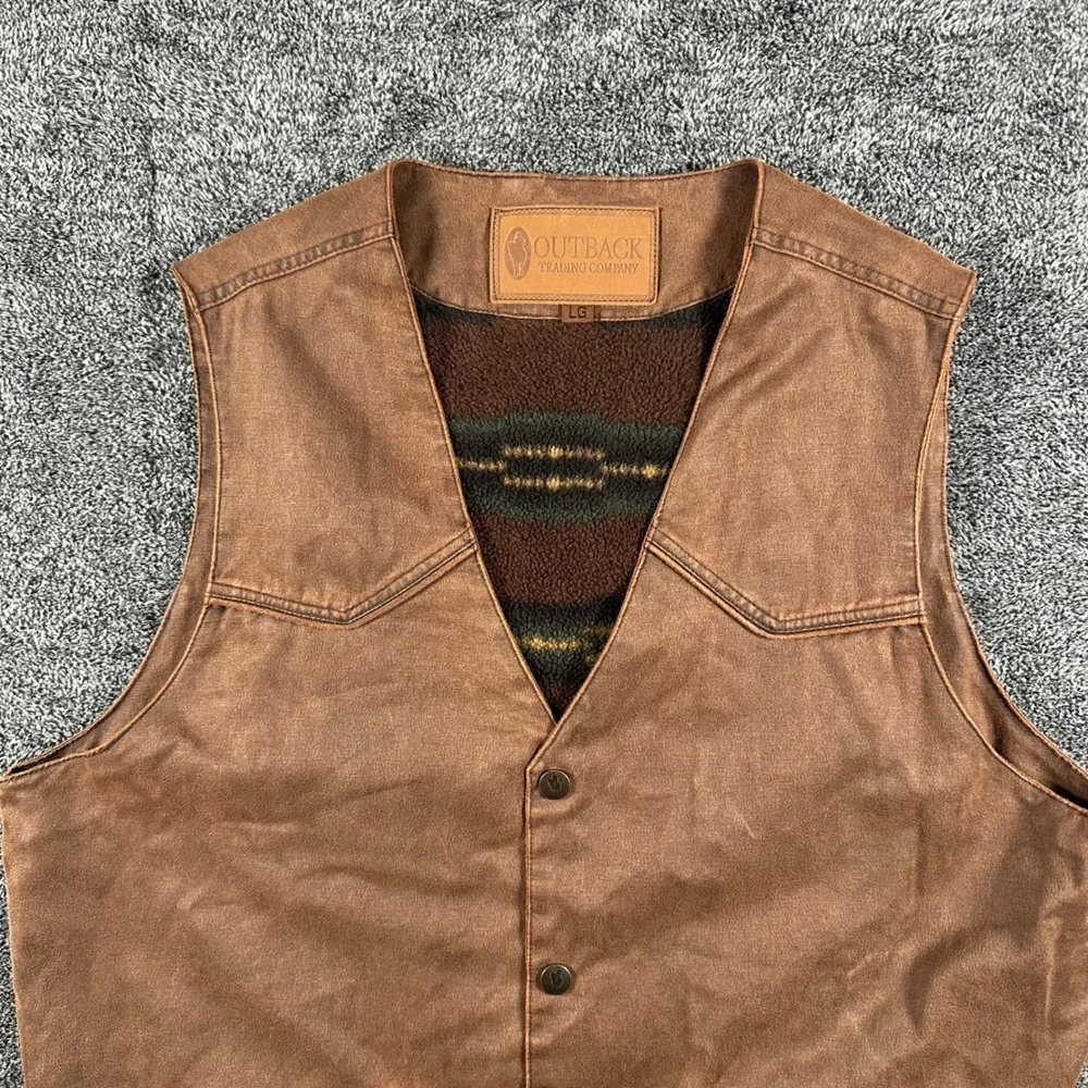 Outback Trading Company Montana Vest Mens Large Brown Western Fleece Lined